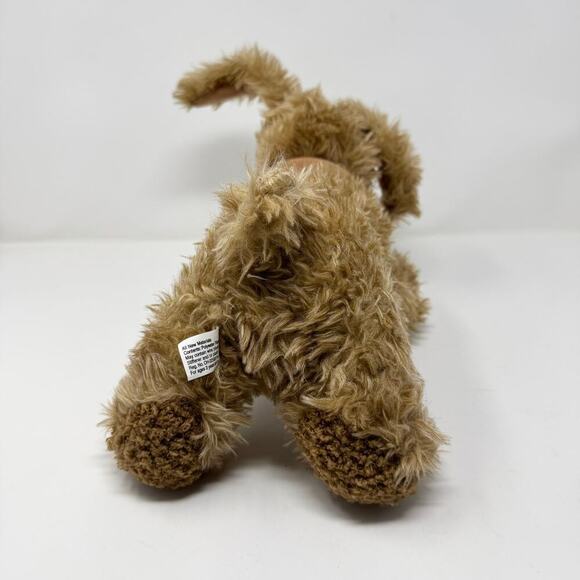 Toy Works Scruffy Brown Dog 14" Plush with Perky Ears Bone in Mouth and Collar - Picture 4 of 12